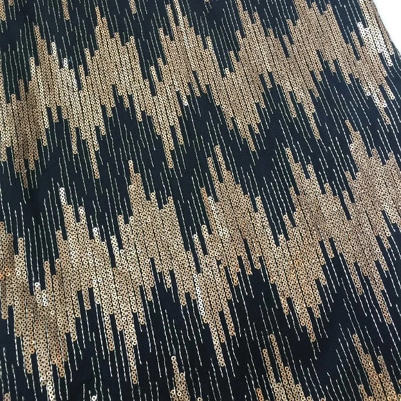 MINKPINK | Gold Sequin Metallic Chevron Bodycon Dress - Picture 6 of 8